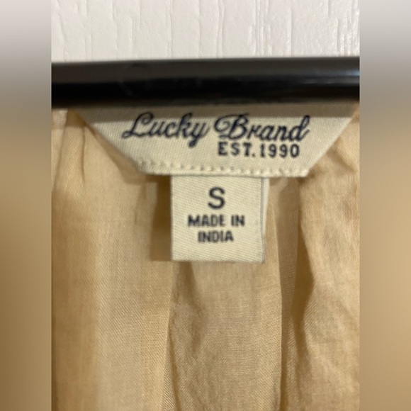 Lucky Brand Cream Boho Tassel Cotton Lightweight Flowy Coastal Blouse Size Small - Picture 6 of 7